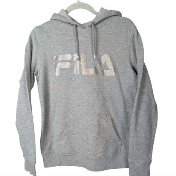 FILA small gray hoodie with metallic print - Picture 1 of 8